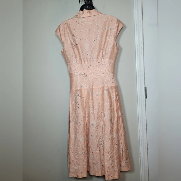 Vintage Liz Claiborne Pink Retro Mother of Pearl Fit N Flare Dress sz 10 - Picture 2 of 9